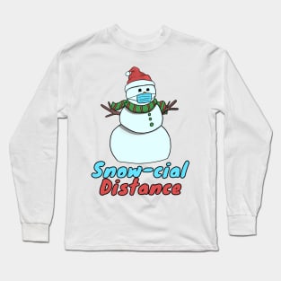 Snow-Cial Distance Snowman with face mask Snovid Long Sleeve T-Shirt